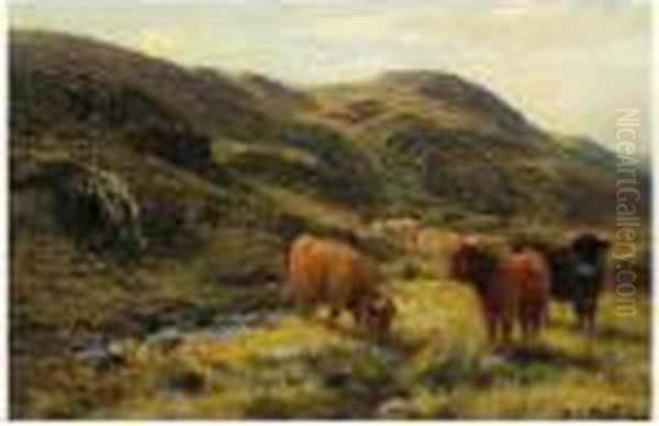 Highland Cattle Oil Painting by Louis Bosworth Hurt