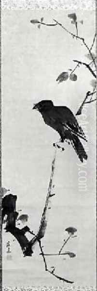 Crow on a Branch Oil Painting by Maruyama'Kyo