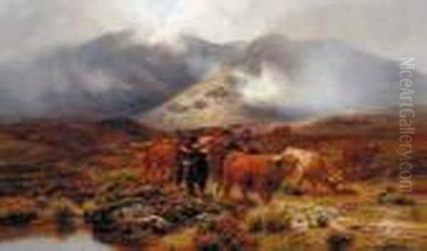 Crossing The Moorland Oil Painting by Louis Bosworth Hurt