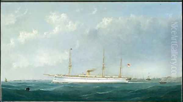 The Troopship Euphrates leaving harbour 1870 Oil Painting by George Mears