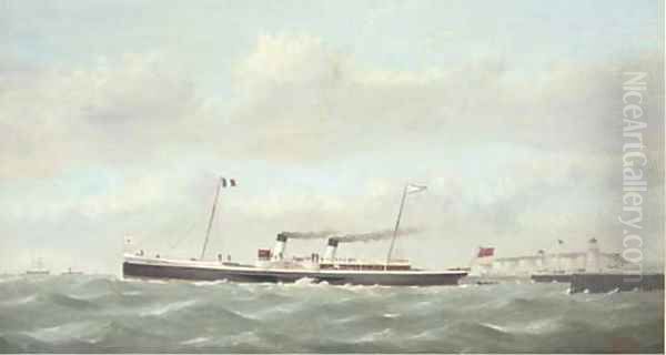 The cross-Channel paddlesteamer Rouen leaving Newhaven for Dieppe Oil Painting by George Mears