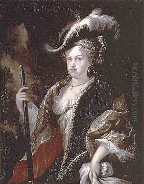 Portrait of Maria Luisa Gabriela of Savoy 1688-1714 first wife of Philip V Oil Painting by Miguel Jacinto Melendez