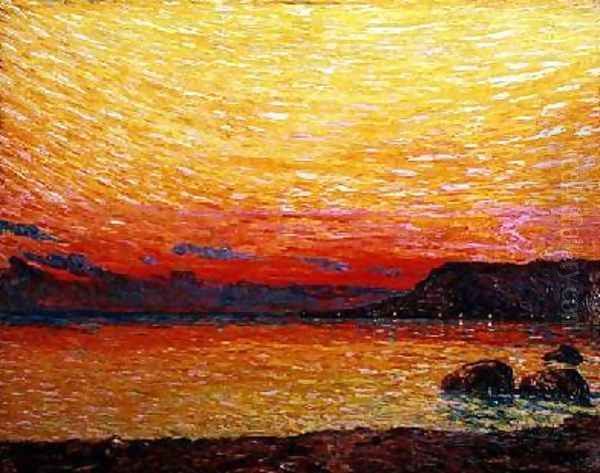 Sunset on Coast Oil Painting by Professor Filiberto Minozzi