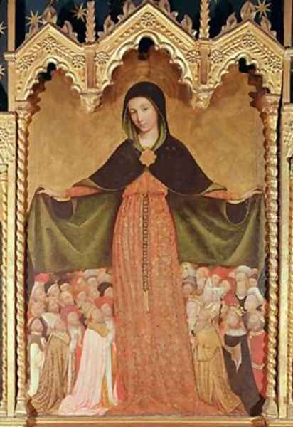 Virgin of the Misericordia detail of the central panel 1422 Oil Painting by Jean Miralhet