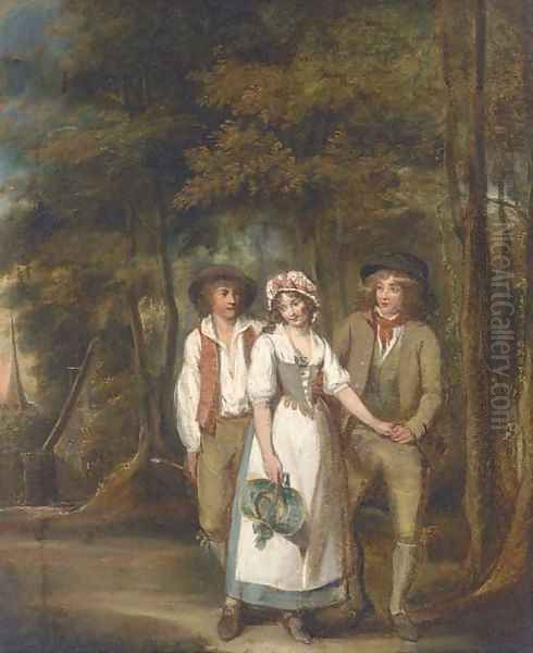 Rustic courtship Oil Painting by George Morland