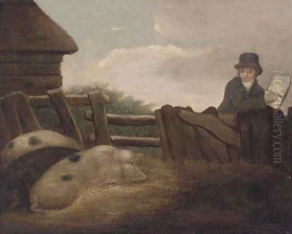 Sketching a sow Oil Painting by George Morland