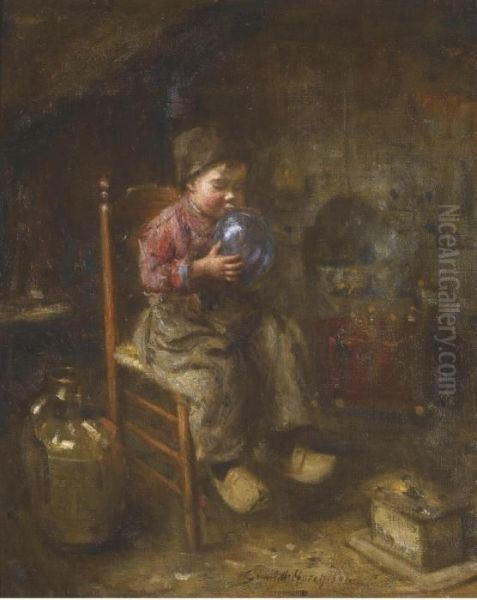 The Balloon Oil Painting by Robert Gemmell Hutchison