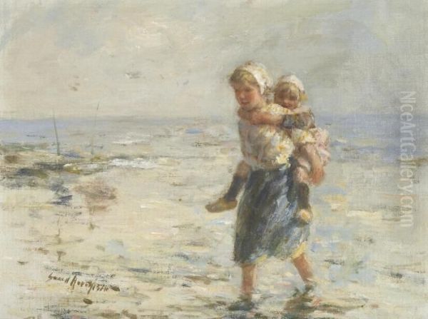 By The Shore Oil Painting by Robert Gemmell Hutchison