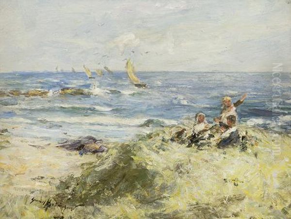 Watching The Boats Oil Painting by Robert Gemmell Hutchison