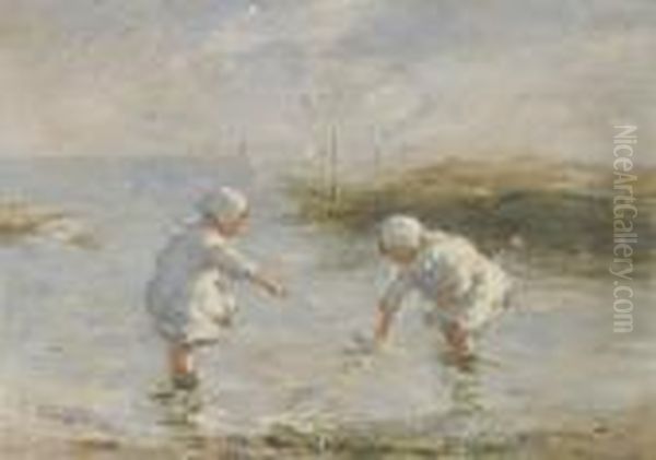 On The Beach, Carnoustie Oil Painting by Robert Gemmell Hutchison