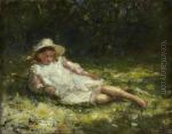 Idle Moments Oil Painting by Robert Gemmell Hutchison