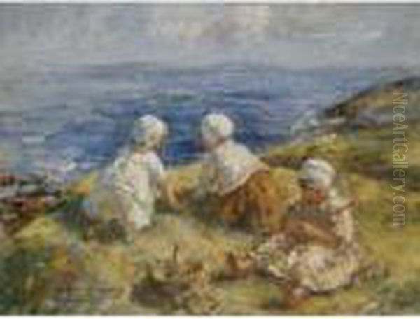 Summer On The Clifftops Oil Painting by Robert Gemmell Hutchison