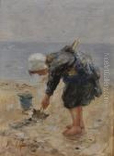 Gathering Bait Oil Painting by Robert Gemmell Hutchison