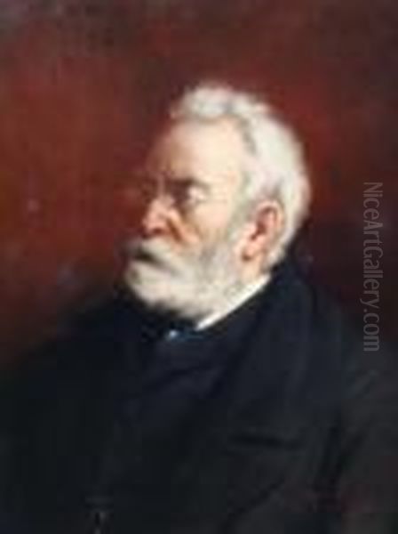 Portrait Of A Seated Bearded Gentleman Wearing Glasses Oil Painting by Robert Gemmell Hutchison