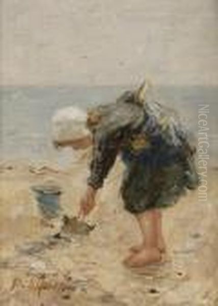 Gathering Bait Oil Painting by Robert Gemmell Hutchison