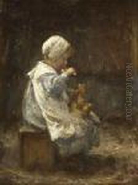 Feeding The Bairn Oil Painting by Robert Gemmell Hutchison