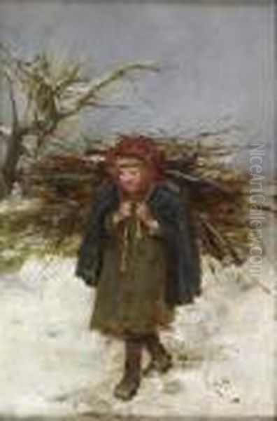 Gathering Firewood Oil Painting by Robert Gemmell Hutchison