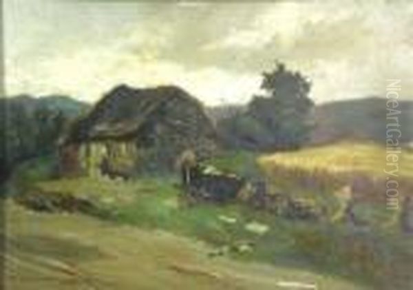 Wash Day Oil Painting by Robert Gemmell Hutchison