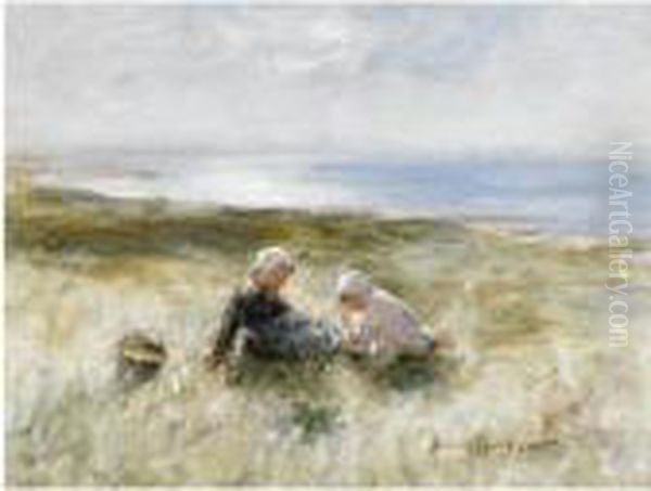 On The Sands, Carnoustie Oil Painting by Robert Gemmell Hutchison