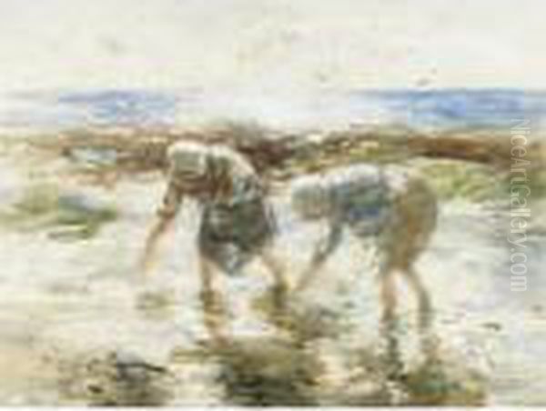 Examining The Catch Oil Painting by Robert Gemmell Hutchison