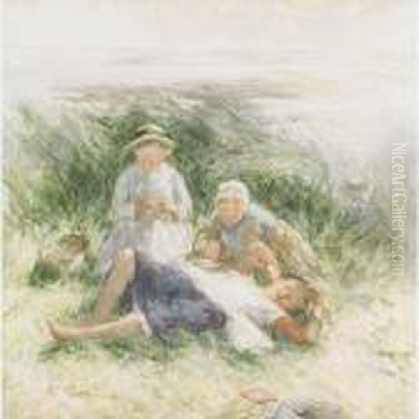 Among The Bents, A Hot Day Oil Painting by Robert Gemmell Hutchison