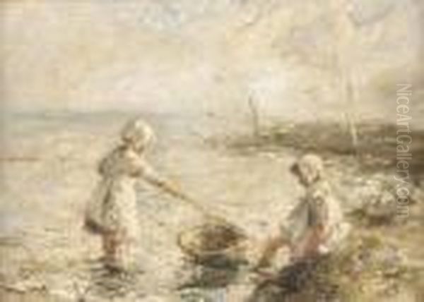 By The Shore Oil Painting by Robert Gemmell Hutchison