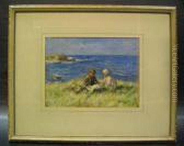 Children By The Shore Oil On 
Board, Signed 23cm X 30cm Provenance: Being Sold On The Instructions Of 
The Executors Of An Estate Oil Painting by Robert Gemmell Hutchison