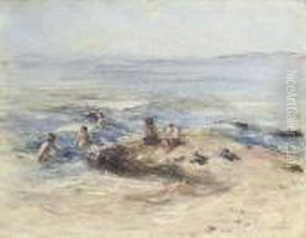 Boys Bathing Oil Painting by Robert Gemmell Hutchison