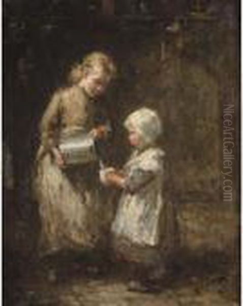 A Helping Hand Oil Painting by Robert Gemmell Hutchison