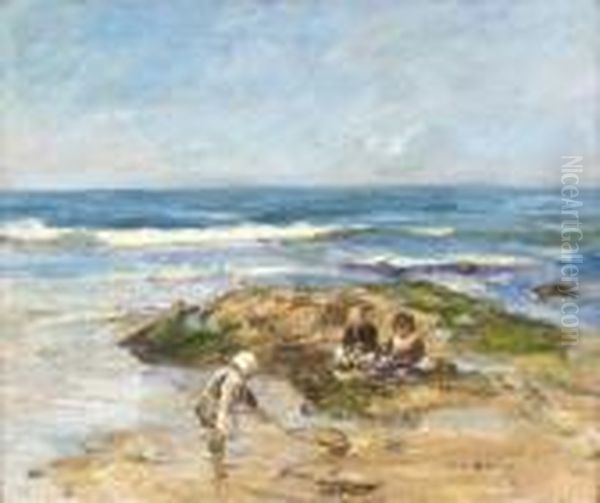 On The Sea-shore Oil Painting by Robert Gemmell Hutchison