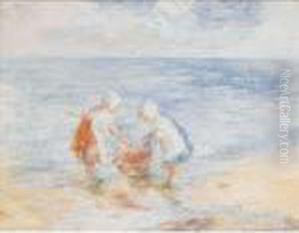 Fisher Bairns Oil Painting by Robert Gemmell Hutchison