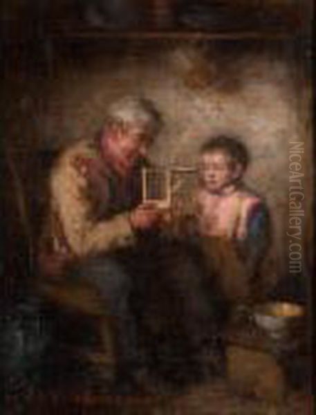 The New Pet Oil Painting by Robert Gemmell Hutchison