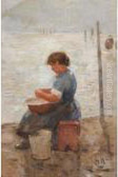 Washing The Catch Oil Painting by Robert Gemmell Hutchison