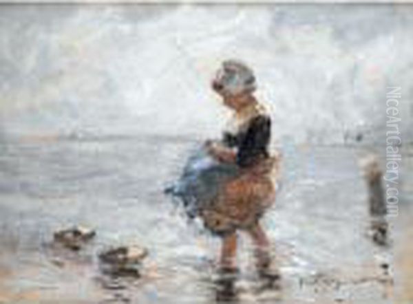 By The Side Of The Zuiderzee Oil Painting by Robert Gemmell Hutchison