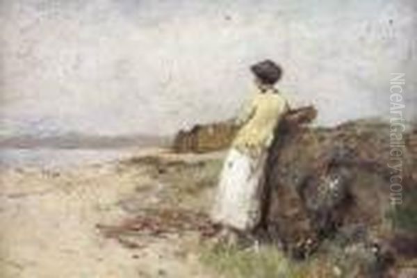 By The Shore Oil Painting by Robert Gemmell Hutchison