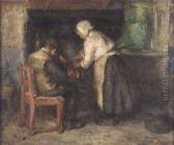 By The Fireside Oil Painting by Robert Gemmell Hutchison