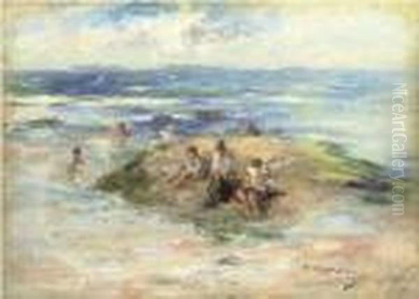 Boys Bathing At Machrihanish Oil Painting by Robert Gemmell Hutchison