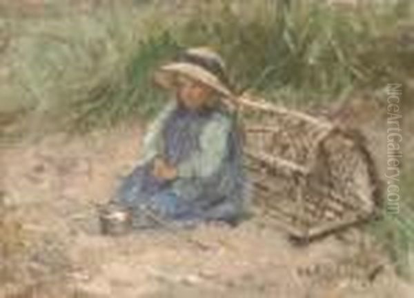 A Fisherman's Daughter Oil Painting by Robert Gemmell Hutchison