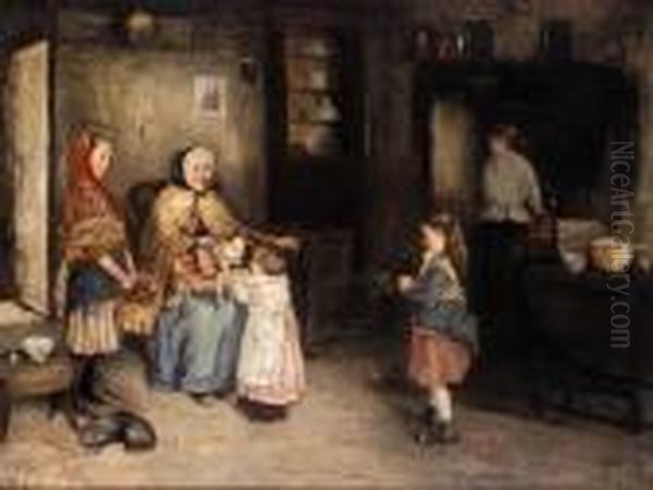 Visit From Granny Oil Painting by Robert Gemmell Hutchison