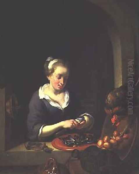 The Kitchenmaid Oil Painting by Louis de Moni