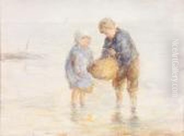 Paddling Oil Painting by Robert Gemmell Hutchison