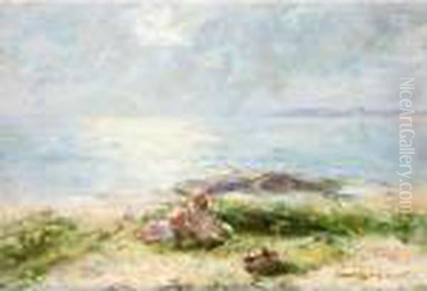 Children On The Dunes Oil Painting by Robert Gemmell Hutchison