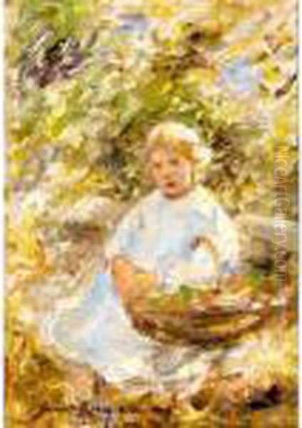 Sunlight And Shadows, The Artist's Daughter Oil Painting by Robert Gemmell Hutchison