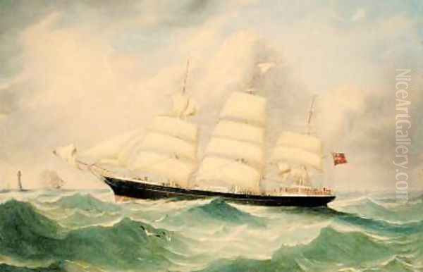 Full Rigged Ship Mary Scott 1863 Oil Painting by M. McLachlan