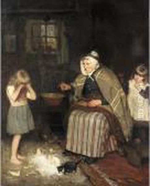 Spilt Milk Oil Painting by Robert Gemmell Hutchison