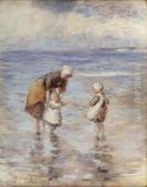 The Young Waders Oil Painting by Robert Gemmell Hutchison