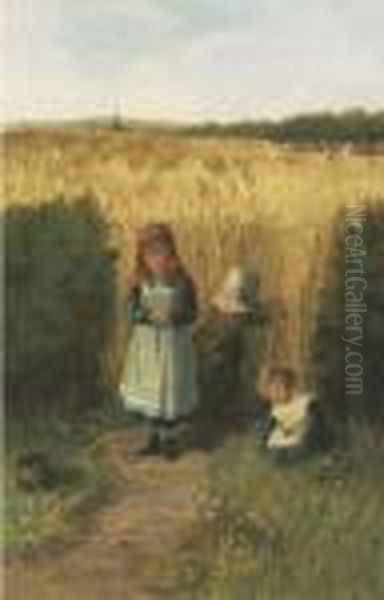 A Nook In A Cornfield Oil Painting by Robert Gemmell Hutchison