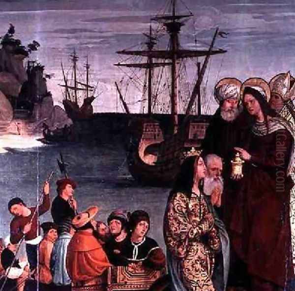 Mary Magdalene Boarding a Ship from the altarpiece of Saint Magdalen 1526 Oil Painting by Pera Matas