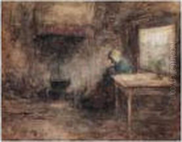 Resting By The Fire Oil Painting by Robert Gemmell Hutchison