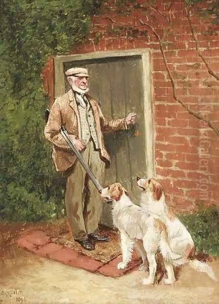 The gamekeeper with his dogs Oil Painting by Sylvester Martin